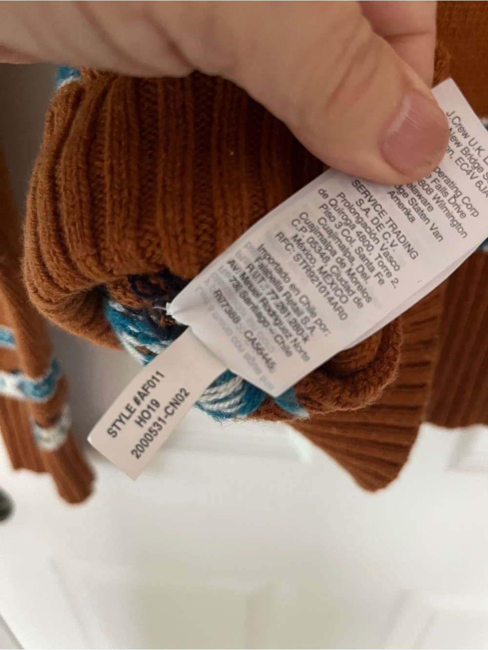 J.Crew SzS Fair Isle Lambswool Blend Mock Neck Sweater, Rust/Royal - Picture 7 of 7